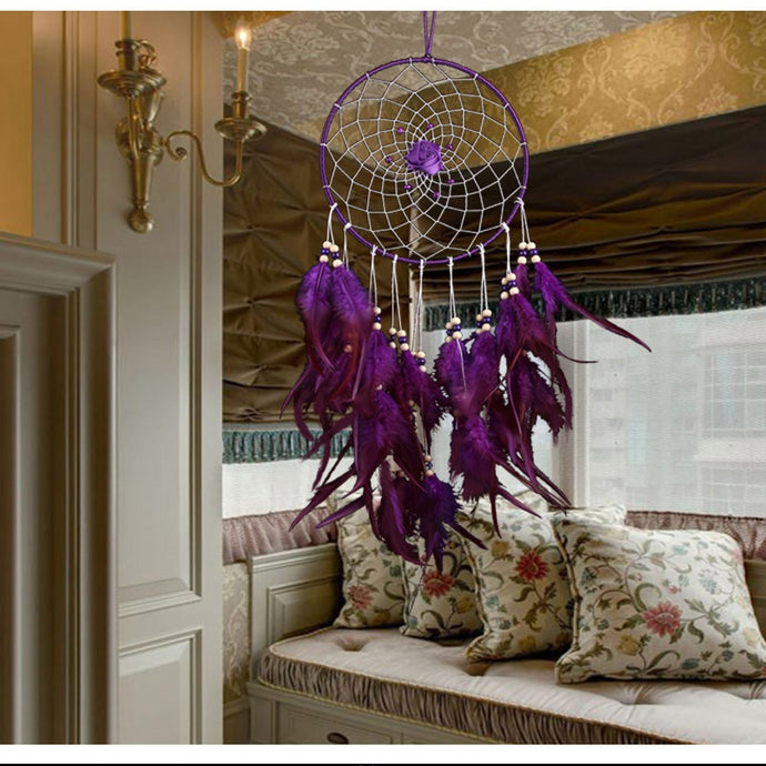 beautiful wedding decor purple feather dream catcher large bride room wall hanging  decoration dreamcatcher ornament gift