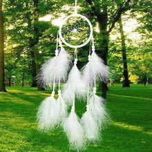Load image into Gallery viewer, Lovely handmade  dream catcher net  feather white beads dreamcatcher  circular wall hanging car Home decor christmas gift