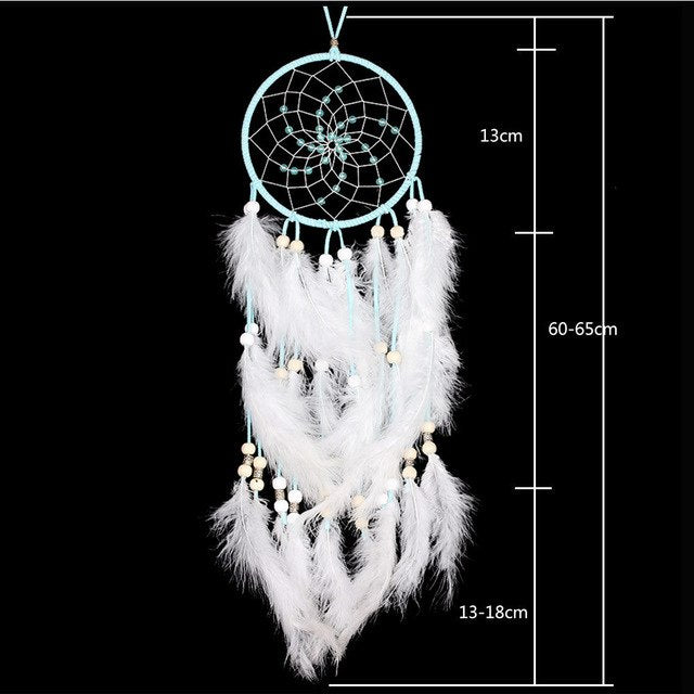 2017 handmade dream catcher circular net with more white feathers home graden hanging christmas decoration craft