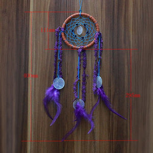 Fashion handmade purple dream catcher circular  feathers hanging decoration craft gift home wall decorations Car hanged adorn