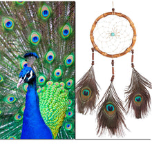Load image into Gallery viewer, Artistic new fashion hot peacock feather dreamcatcher bamboo circle retro style car pendant dream catcher christmas gift