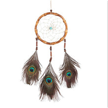 Load image into Gallery viewer, Artistic new fashion hot peacock feather dreamcatcher bamboo circle retro style car pendant dream catcher christmas gift