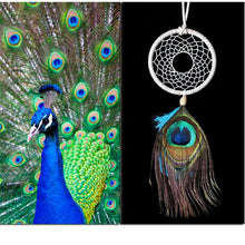 Load image into Gallery viewer, 2018  Handmade  peacock feather dream catcher circular net  hanging decoration car  decor ornament  christmas gift